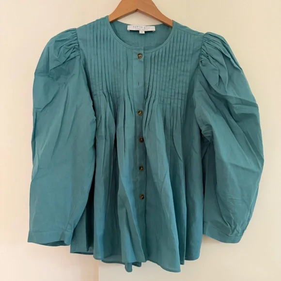 HUNTER BELL Cotton Pintuck Top - Sz M - Picture 2 of 5